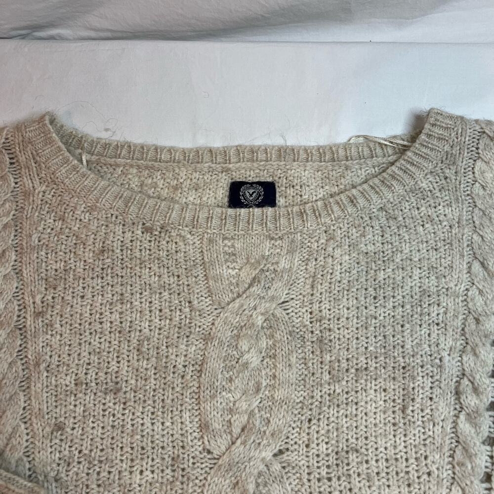 American Eagle Alpaca Wool‎ Blend Sweater Women's Large Cozy Cable Knit Pullover - Picture 9 of 11